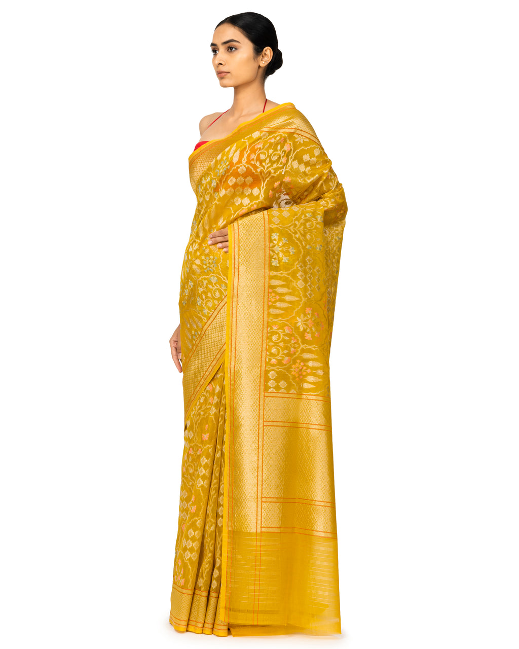 Banarasi Kora Saree In Neon