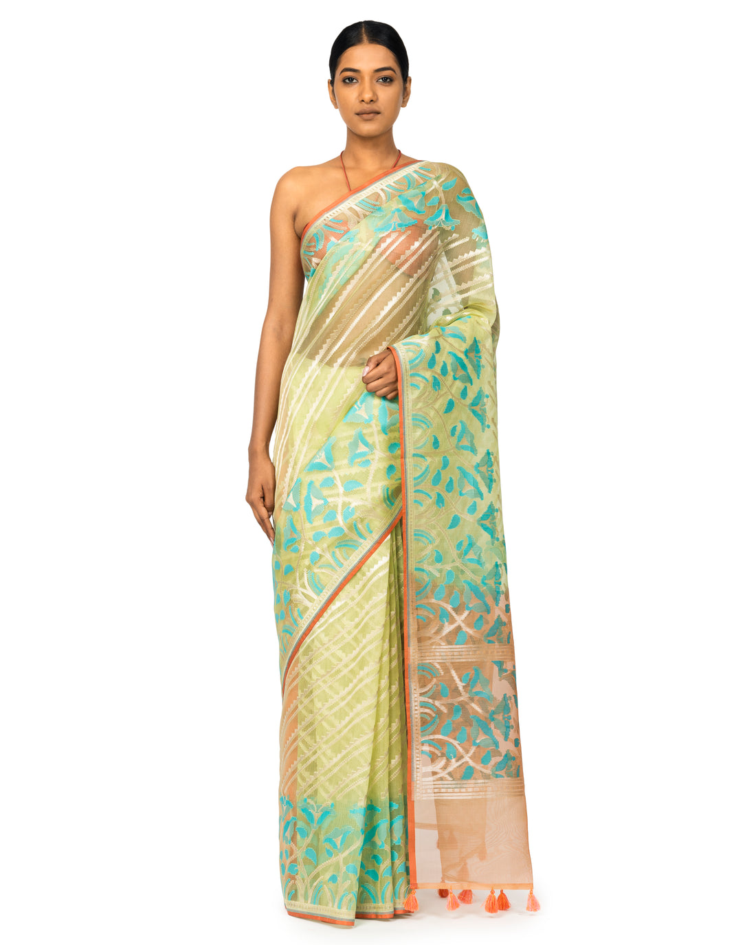 Banarasi Kora Saree In Mint-Green