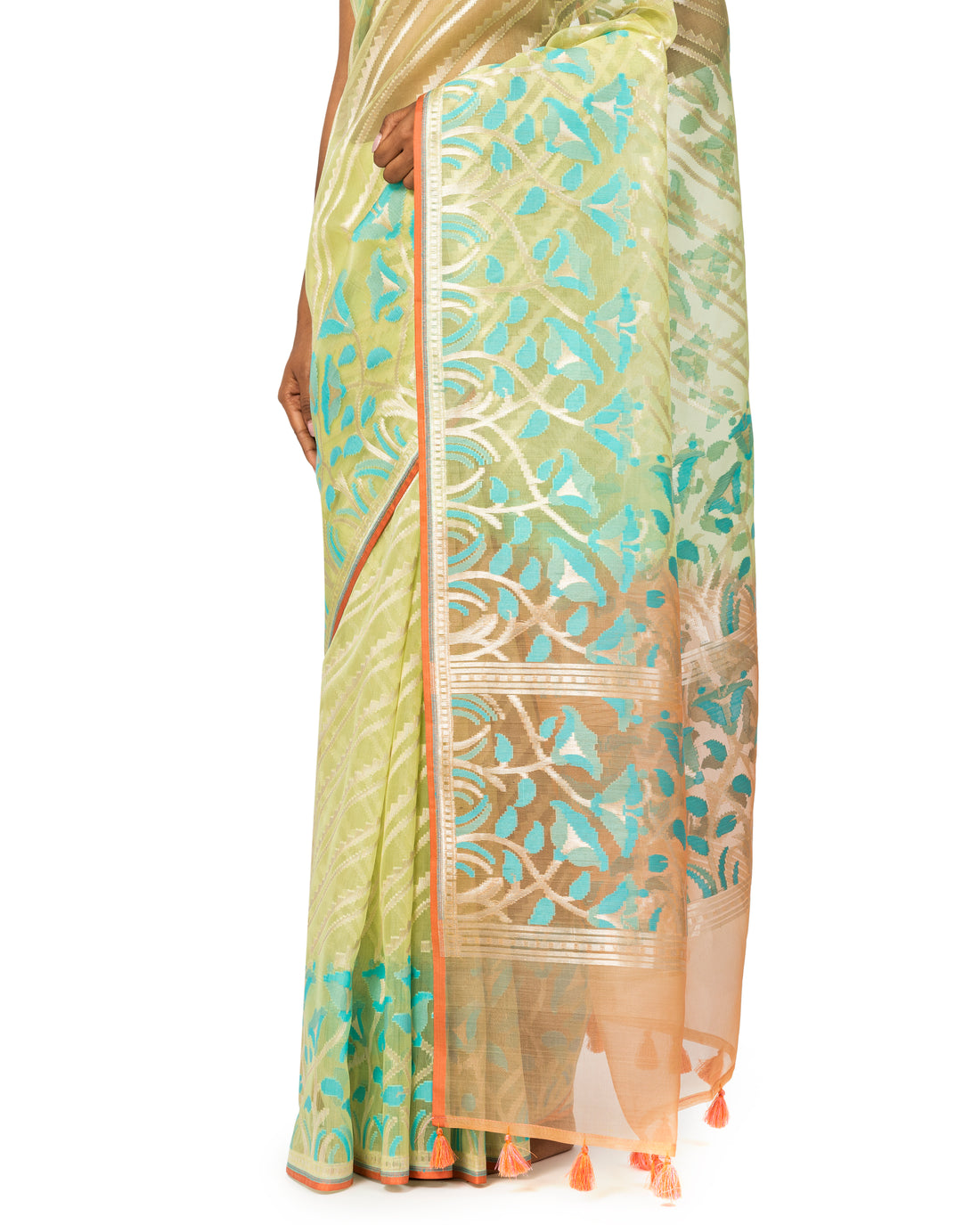 Banarasi Kora Saree In Mint-Green