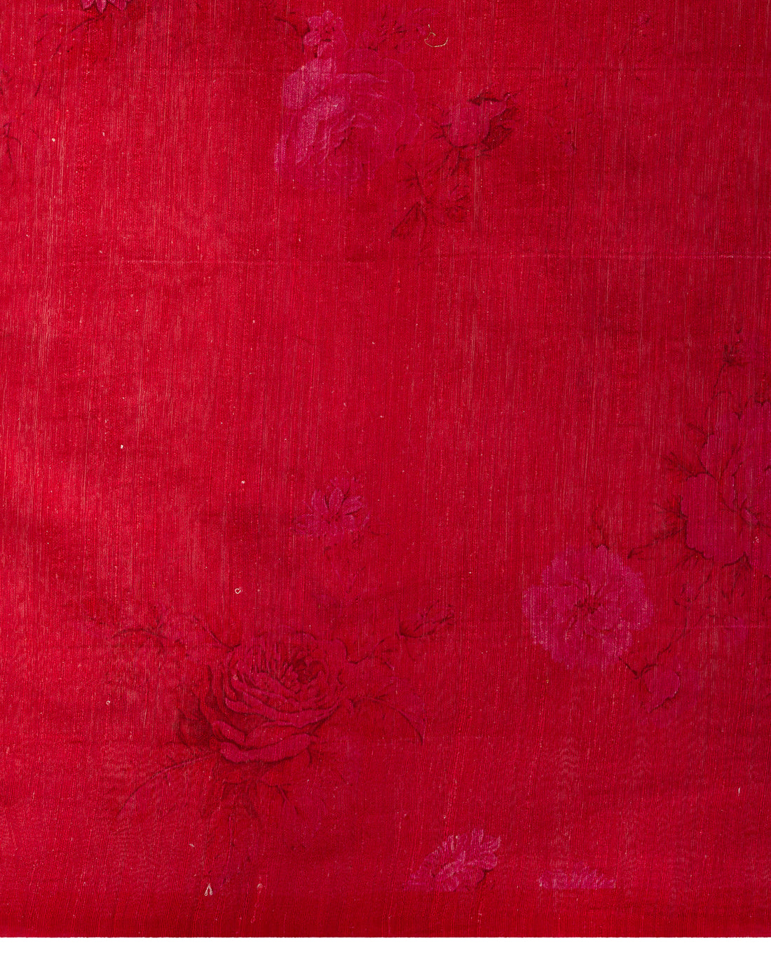 Banarasi Kora Saree With Floral Prints In Fuchsia Pink