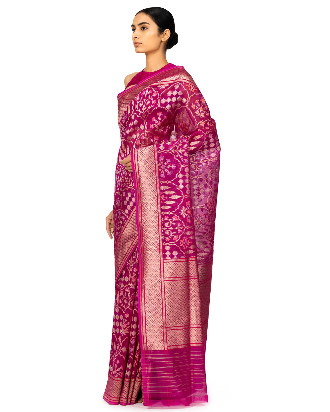 Banarasi Kora Saree In Magenta