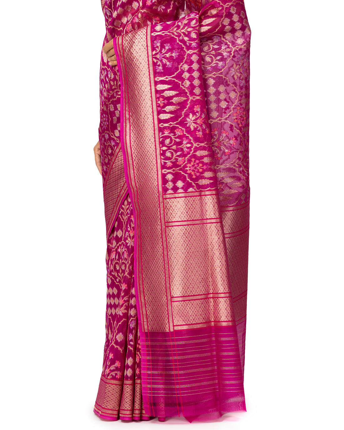 Banarasi Kora Saree In Magenta