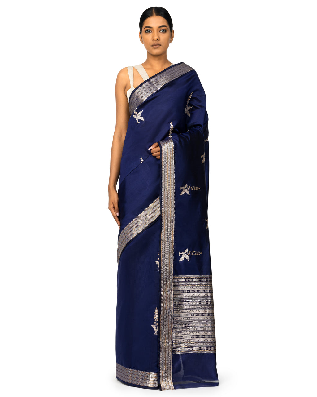 Banarasi Katan Silk Saree In Cobalt Blue