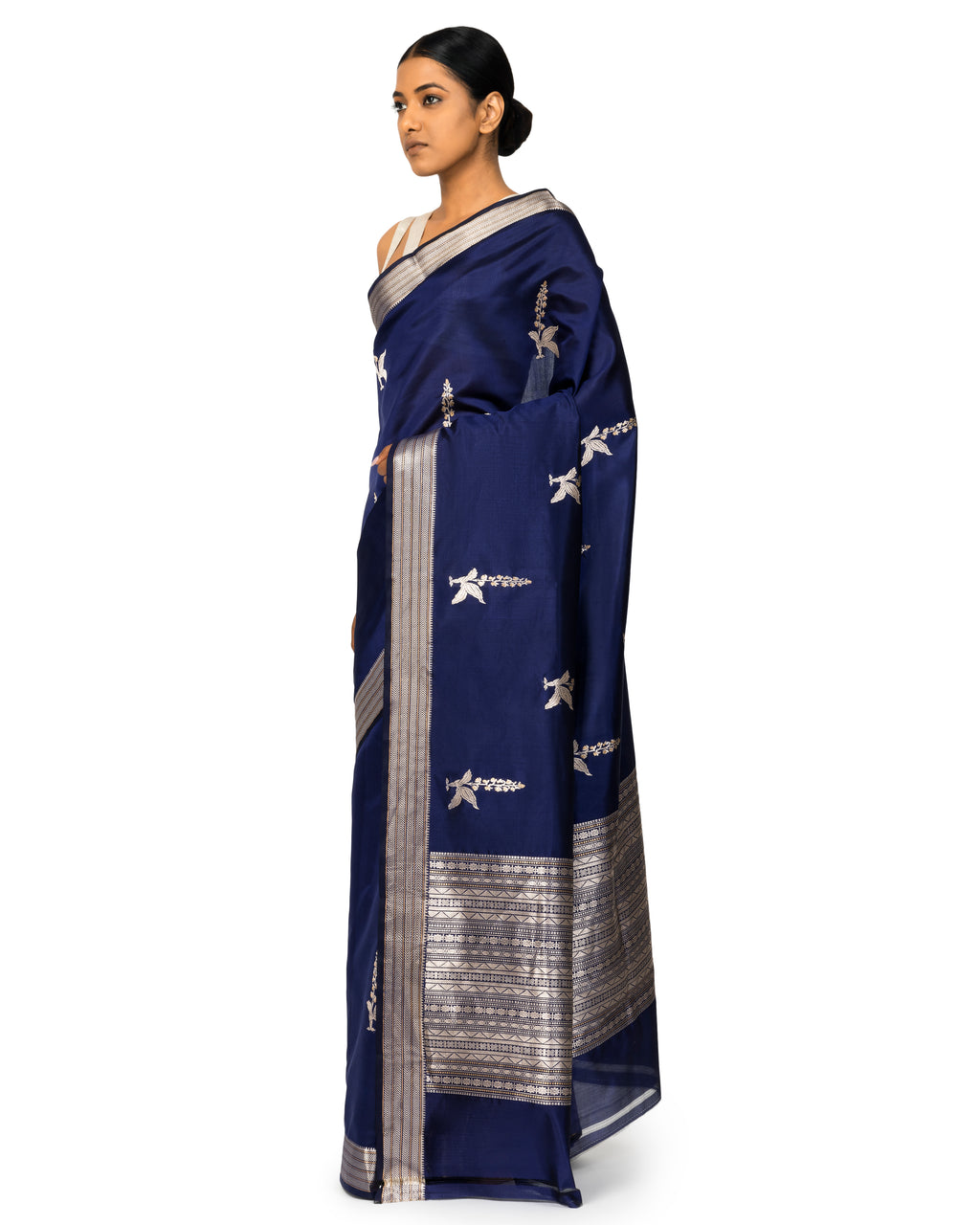 Banarasi Katan Silk Saree In Cobalt Blue