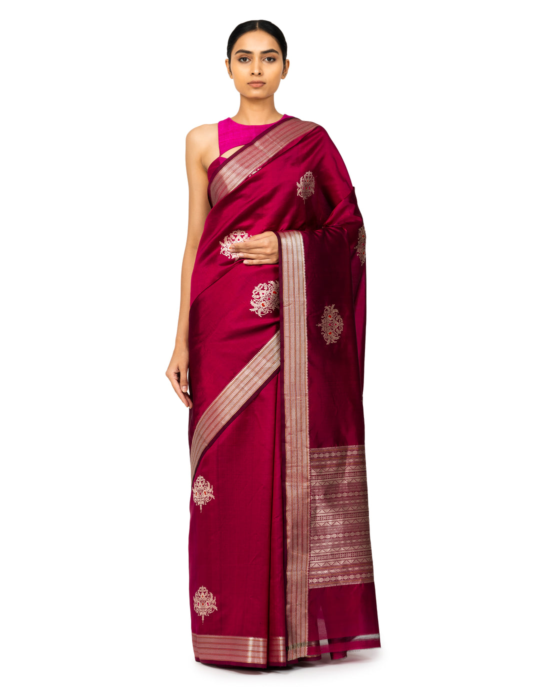 Banarasi Katan Silk Saree In Magenta