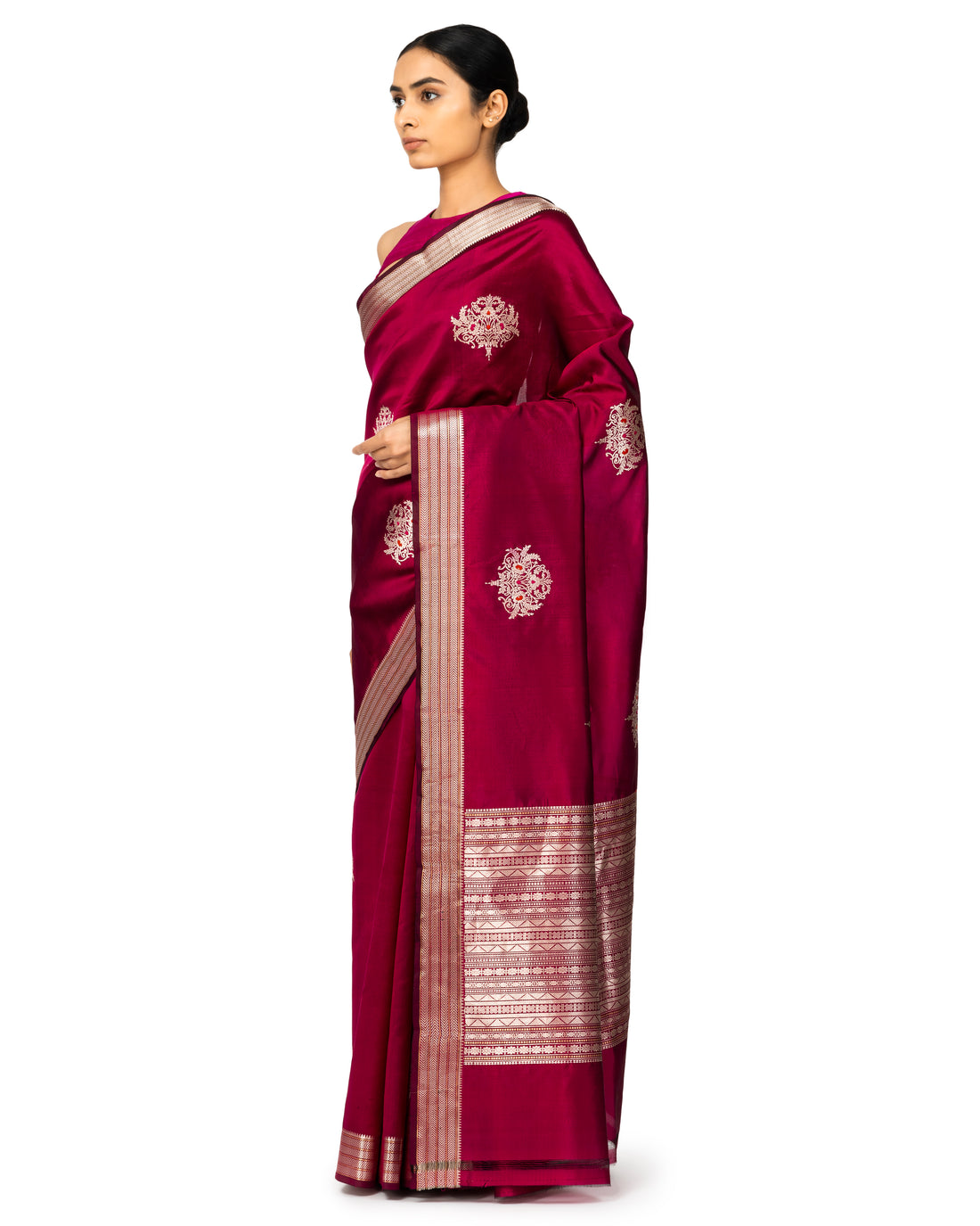 Banarasi Katan Silk Saree In Magenta