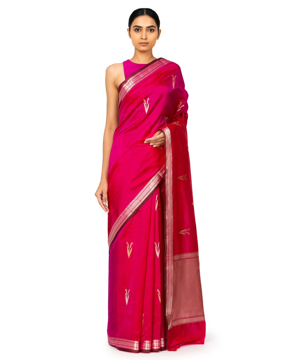 Banarasi Katan Silk Saree In Fuchsia Pink