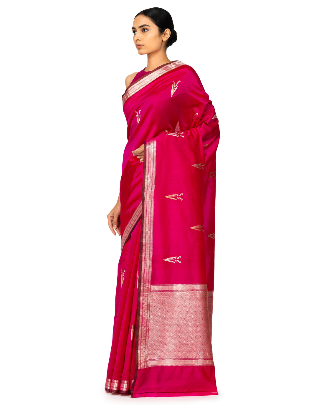 Banarasi Katan Silk Saree In Fuchsia Pink