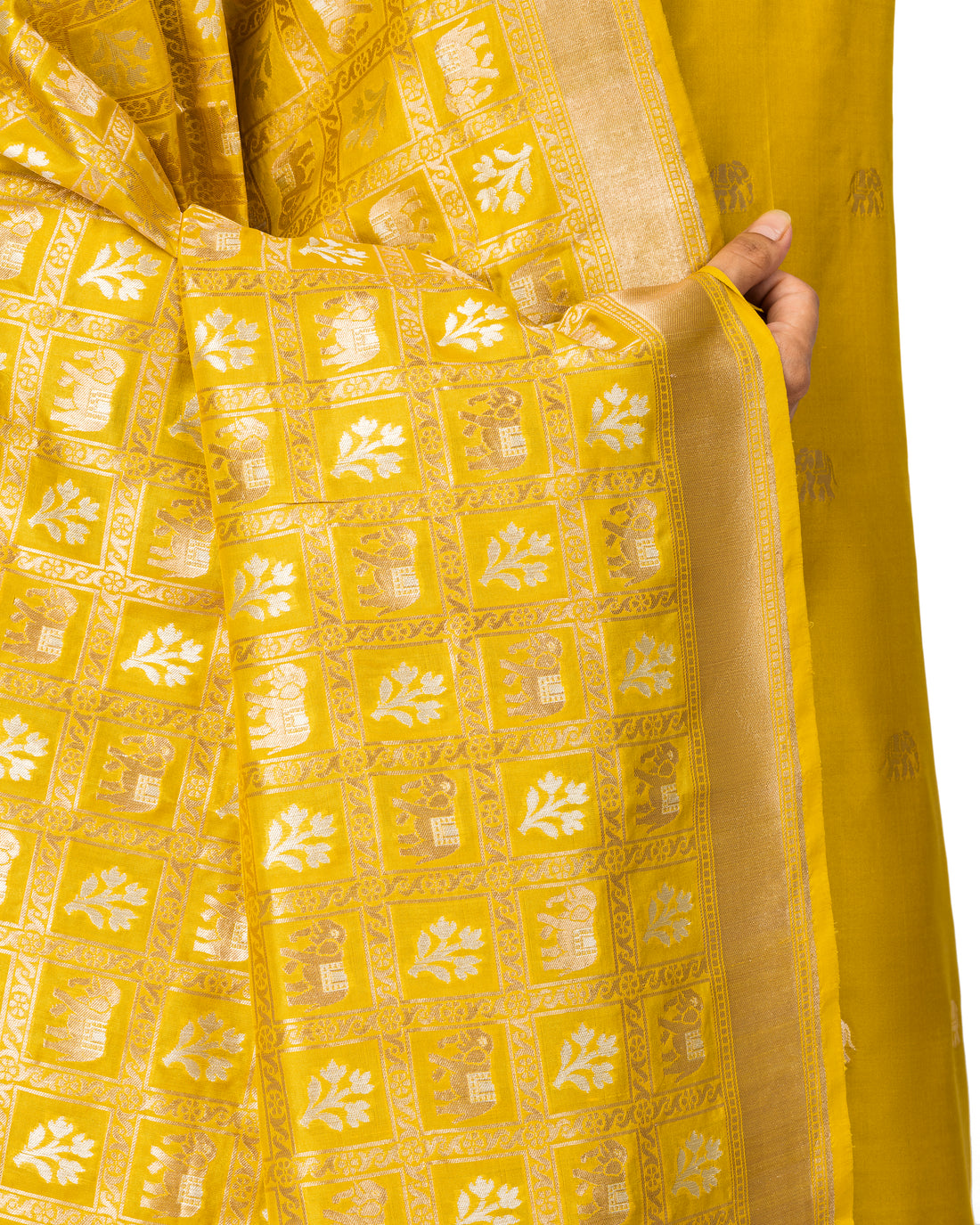 Banarasi Katan Silk Suit Set With Dupatta In Neon