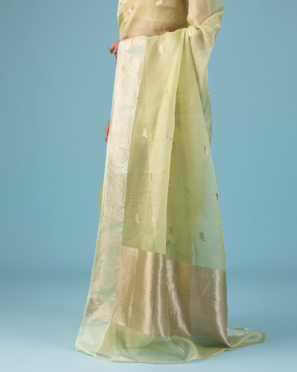 Pistachio Satin-Edged Organza