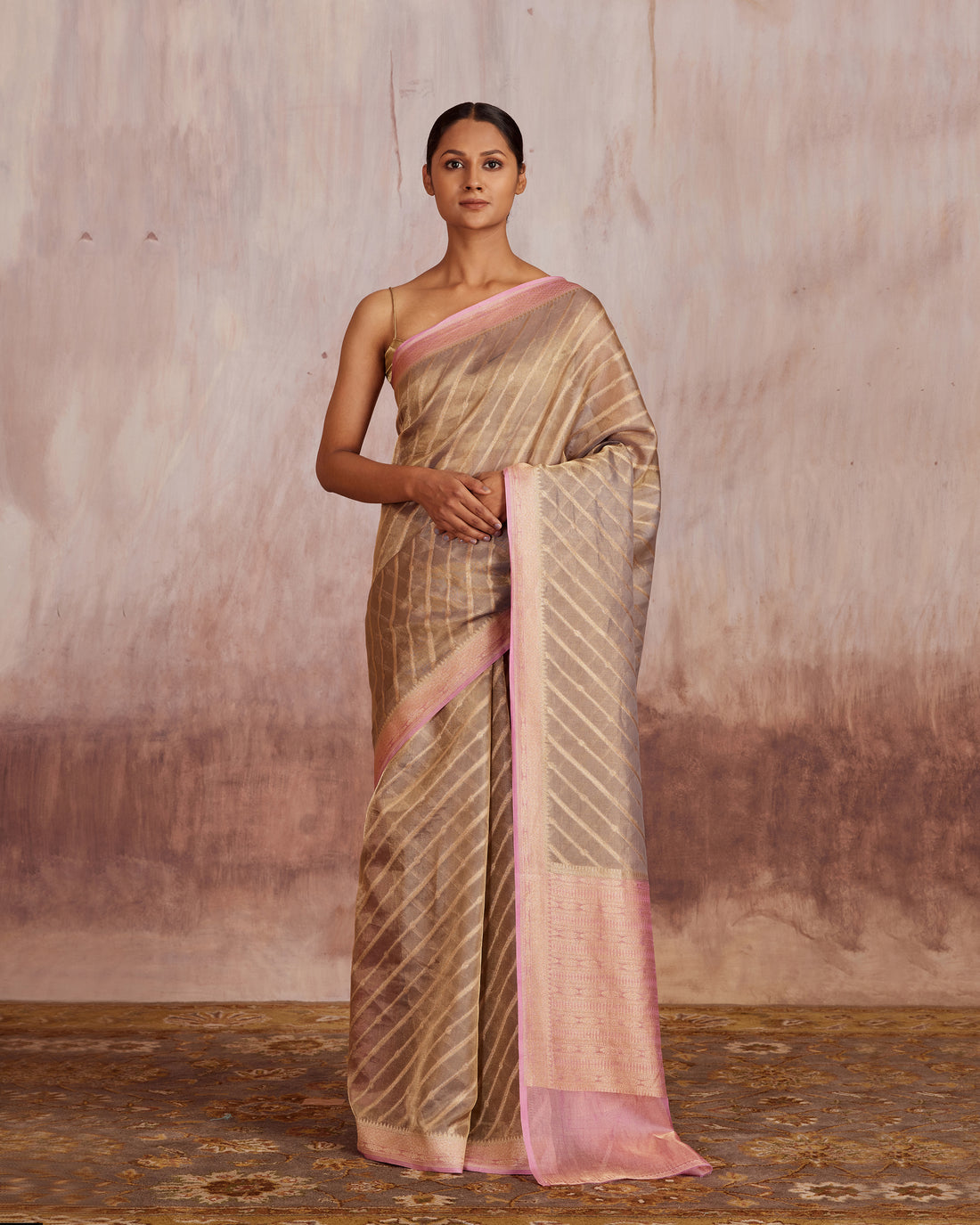 Nitya Diagonal Stipe Saree Tissue