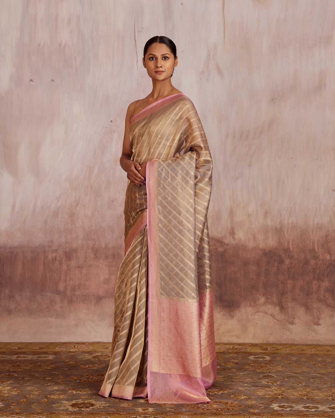 Nitya Diagonal Stipe Saree Tissue