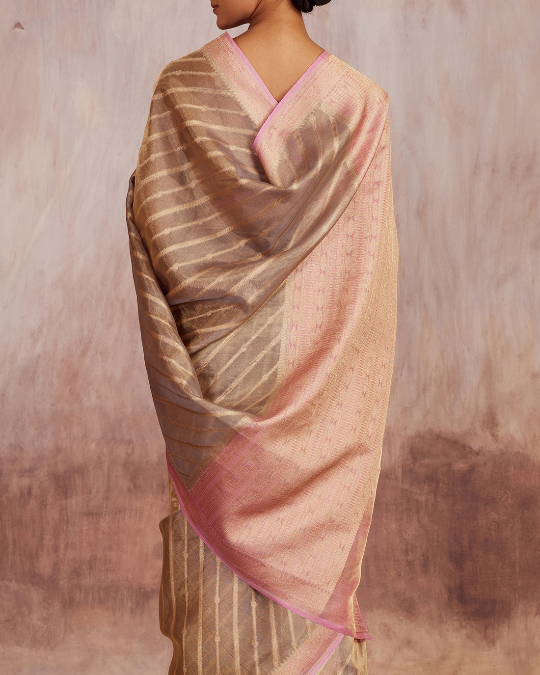 Nitya Diagonal Stipe Saree Tissue