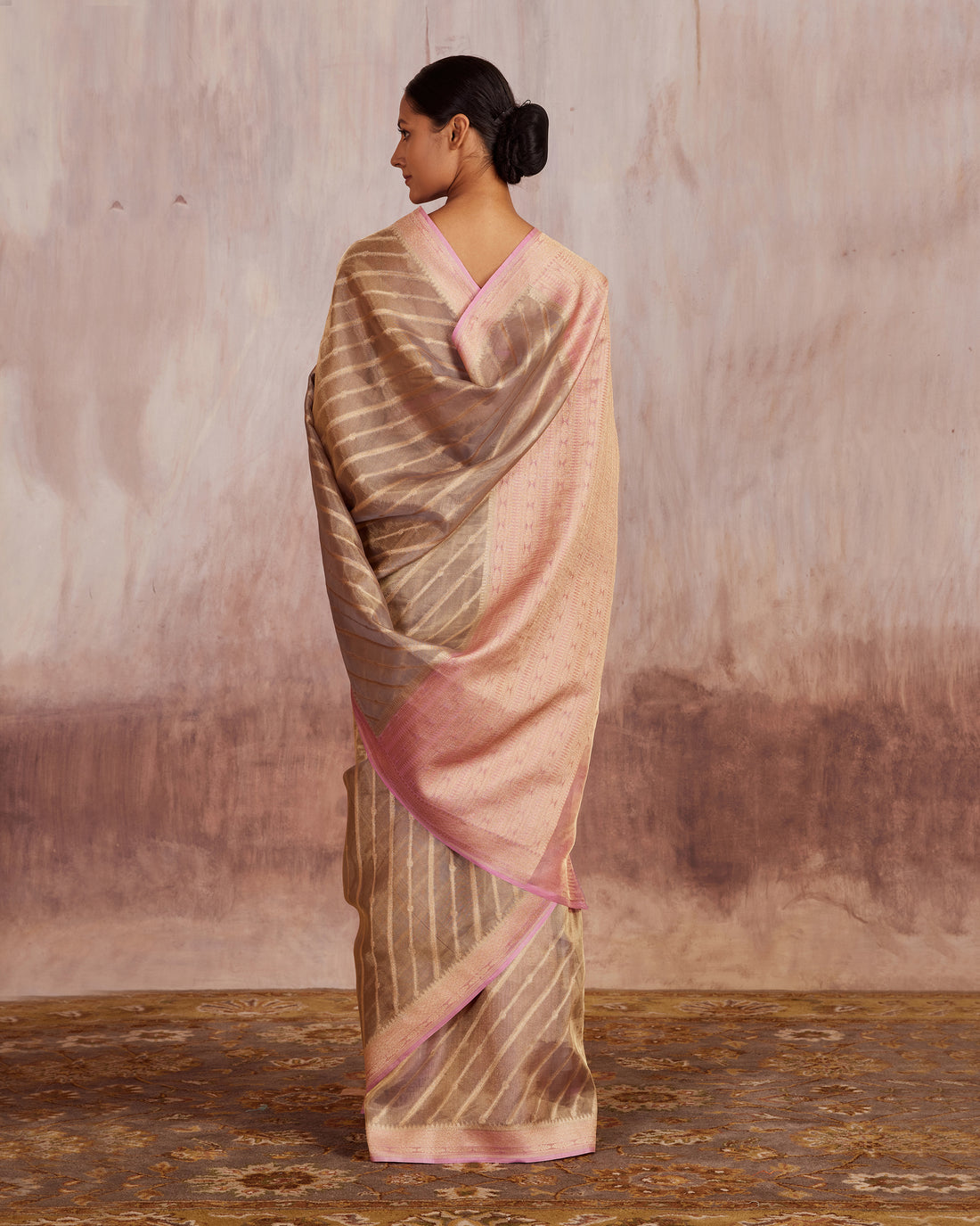 Nitya Diagonal Stipe Saree Tissue