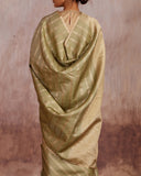Nitya Silver gold Stripe weave Saree Satin