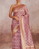 Nitya Silver Gold Stripe Saree  Kora