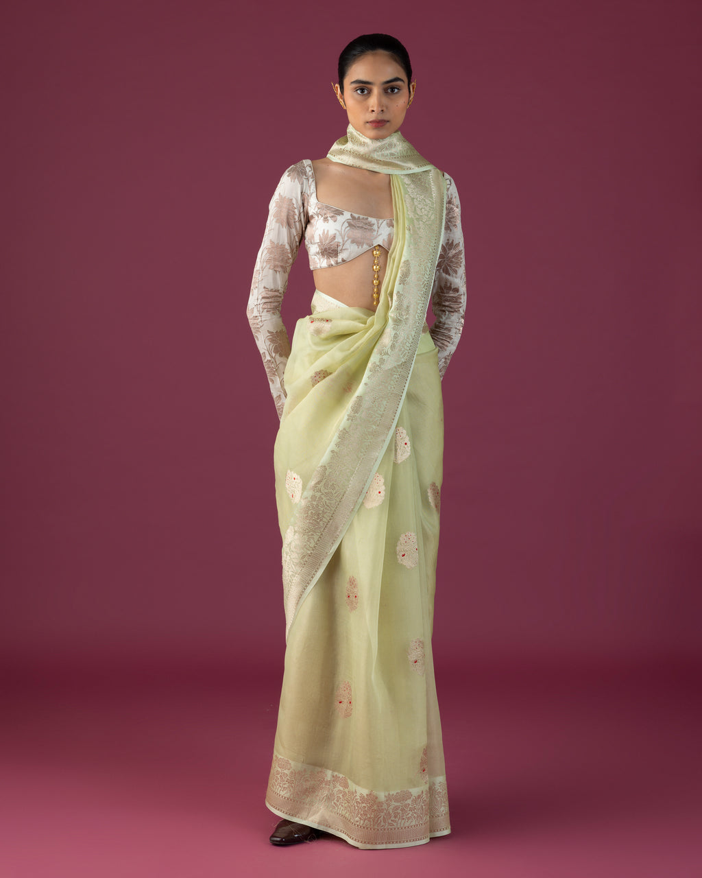 Pistachio Satin-Edged Organza