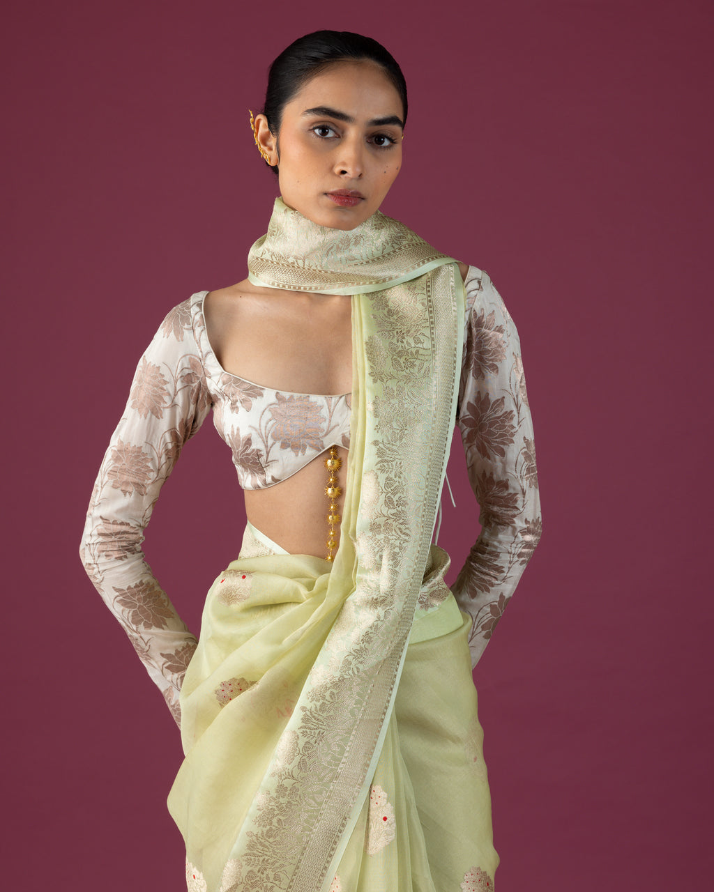 Pistachio Satin-Edged Organza