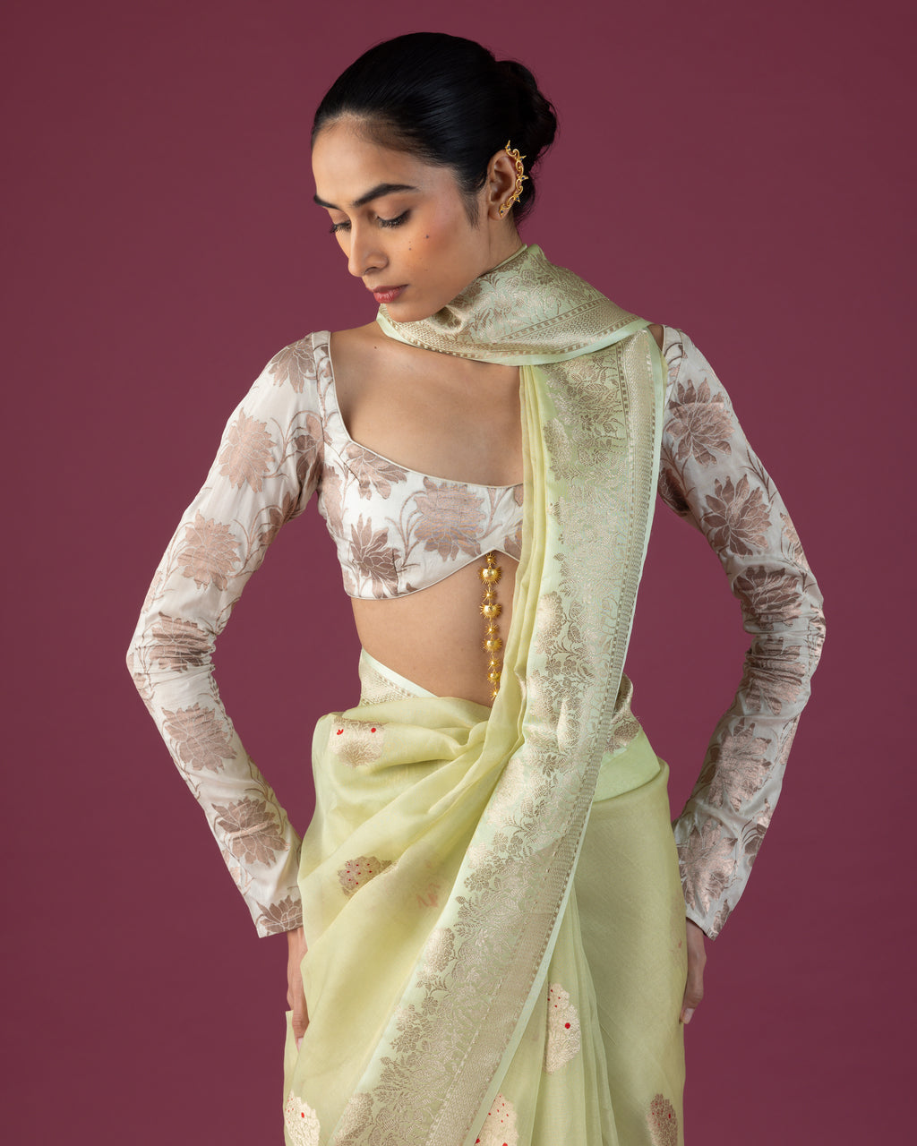 Pistachio Satin-Edged Organza
