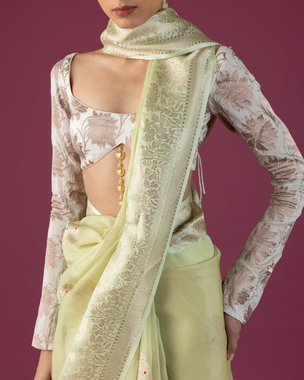 Pistachio Satin-Edged Organza