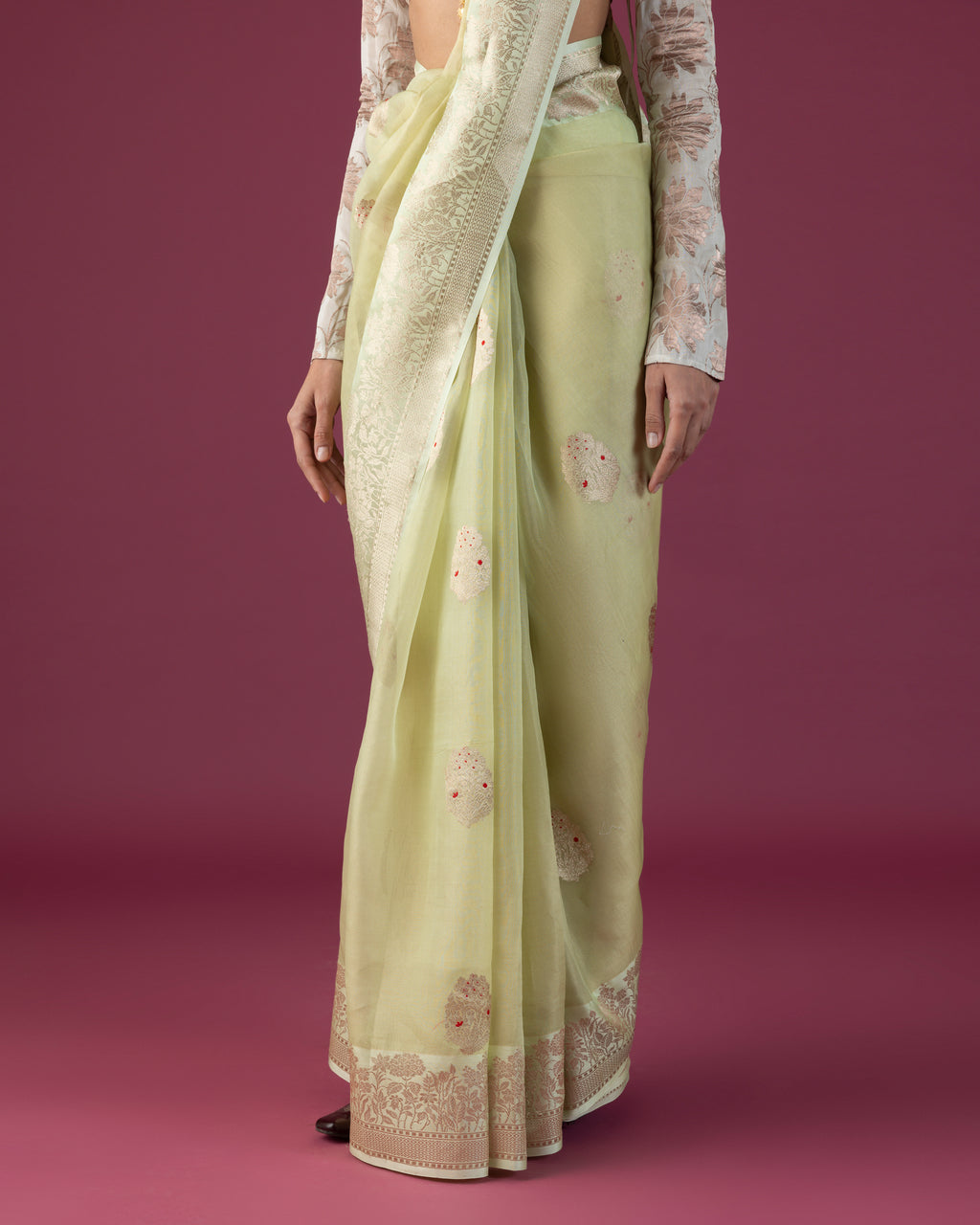 Pistachio Satin-Edged Organza