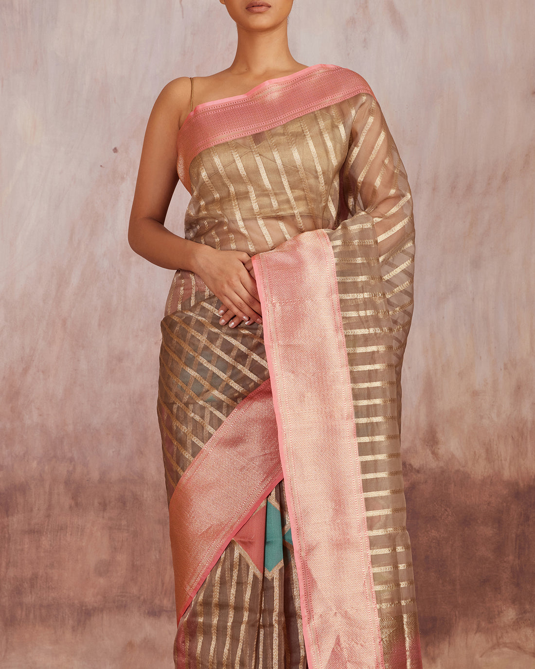 Nitya Stripe Weave Saree Kora