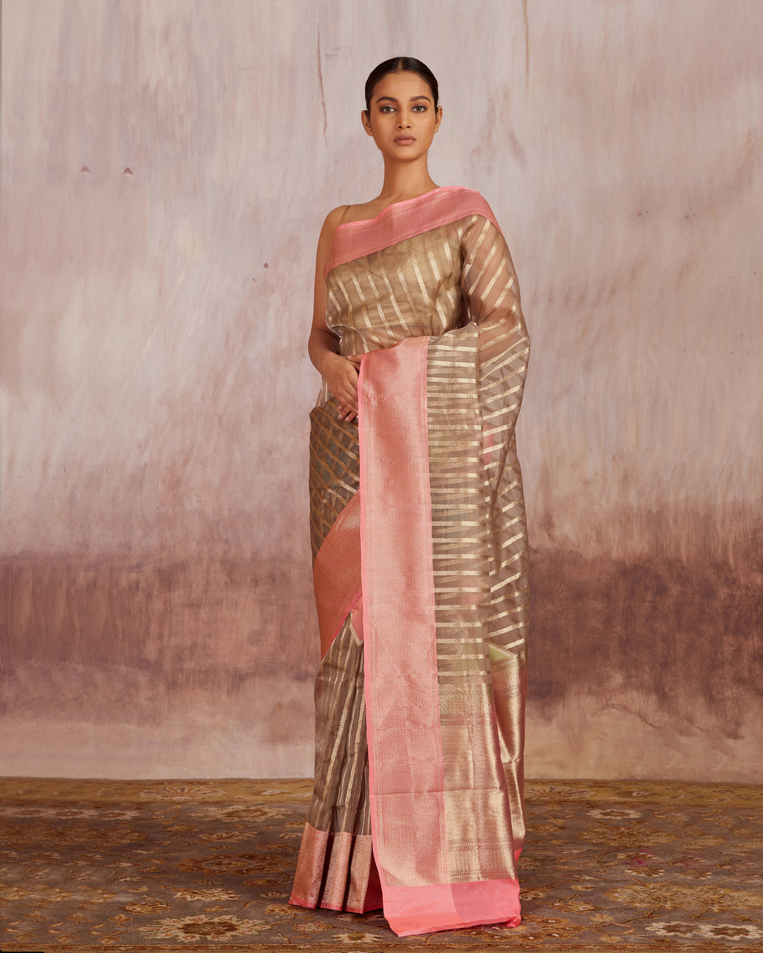 Nitya Stripe Weave Saree Kora