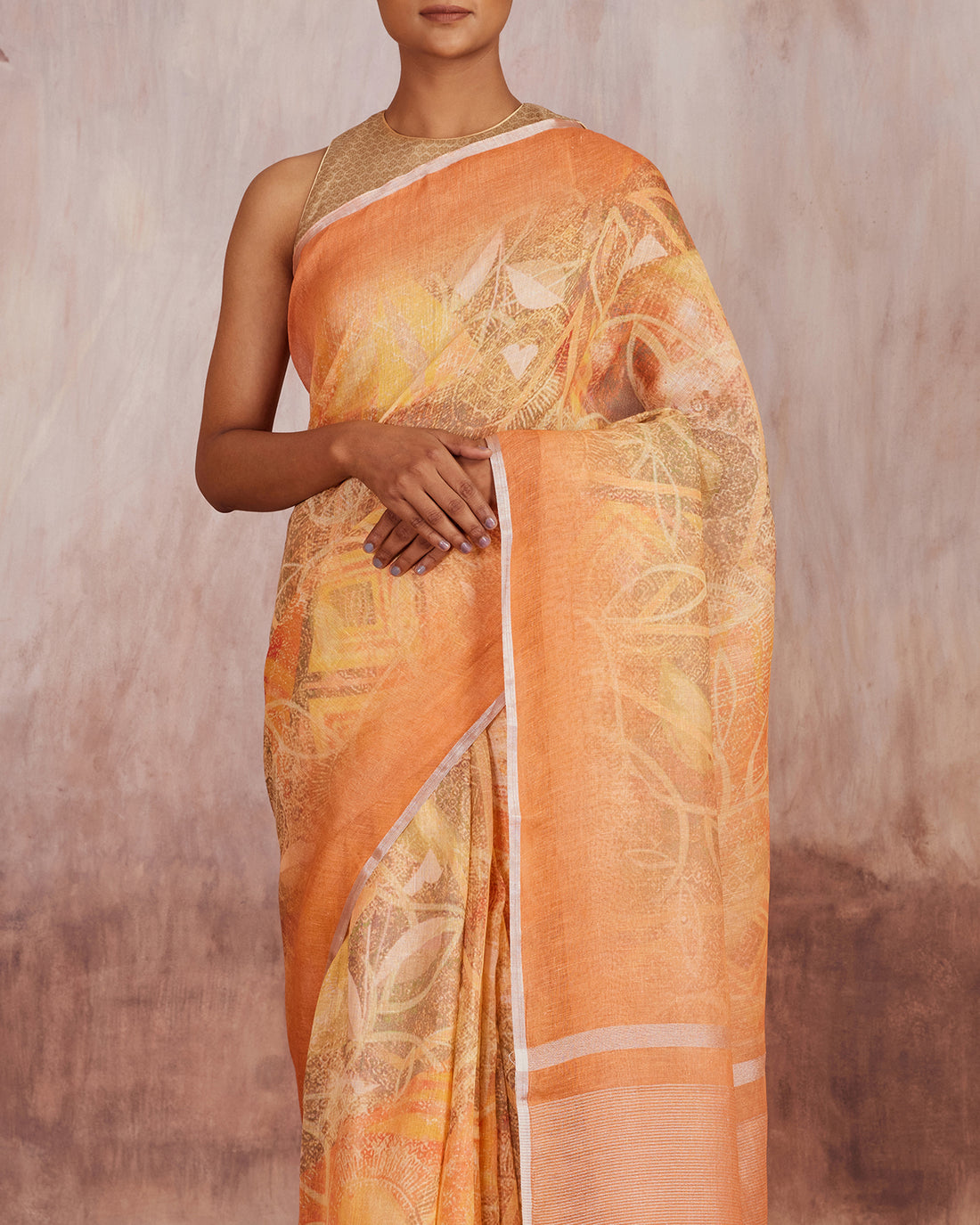 Upala Digital Printed Saree  Linen