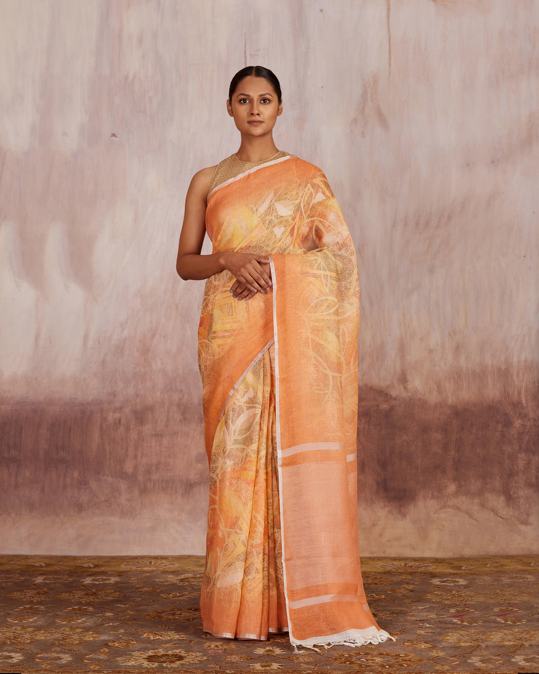 Upala Digital Printed Saree  Linen