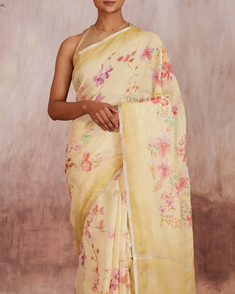 Upala Digital Printed Saree Linen