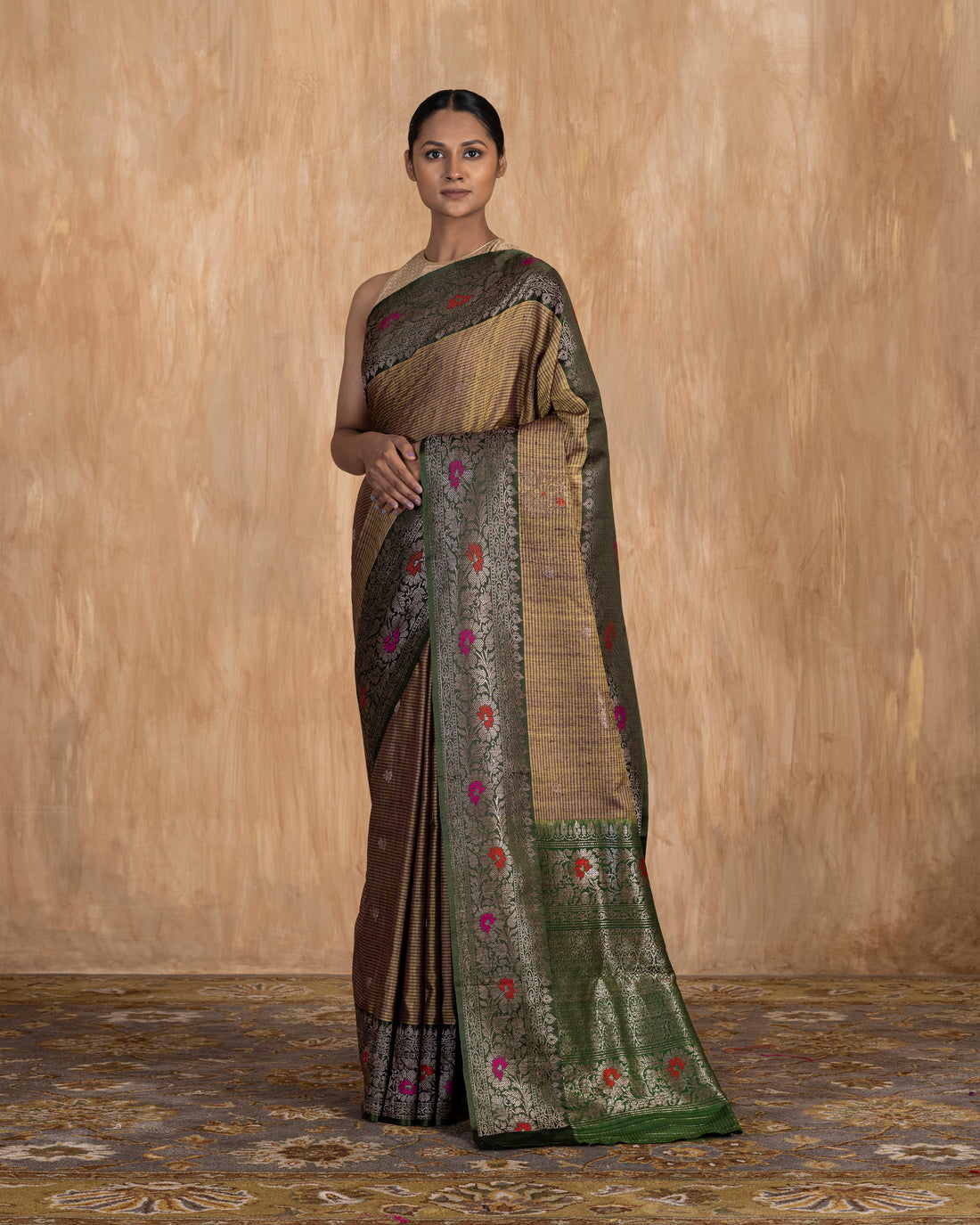 Lavani Buti Handwoven Saree Raw Silk