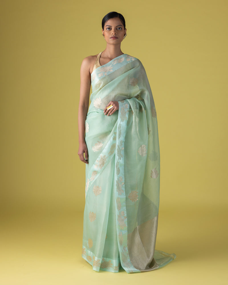 Aqua Satin-Edged Organza