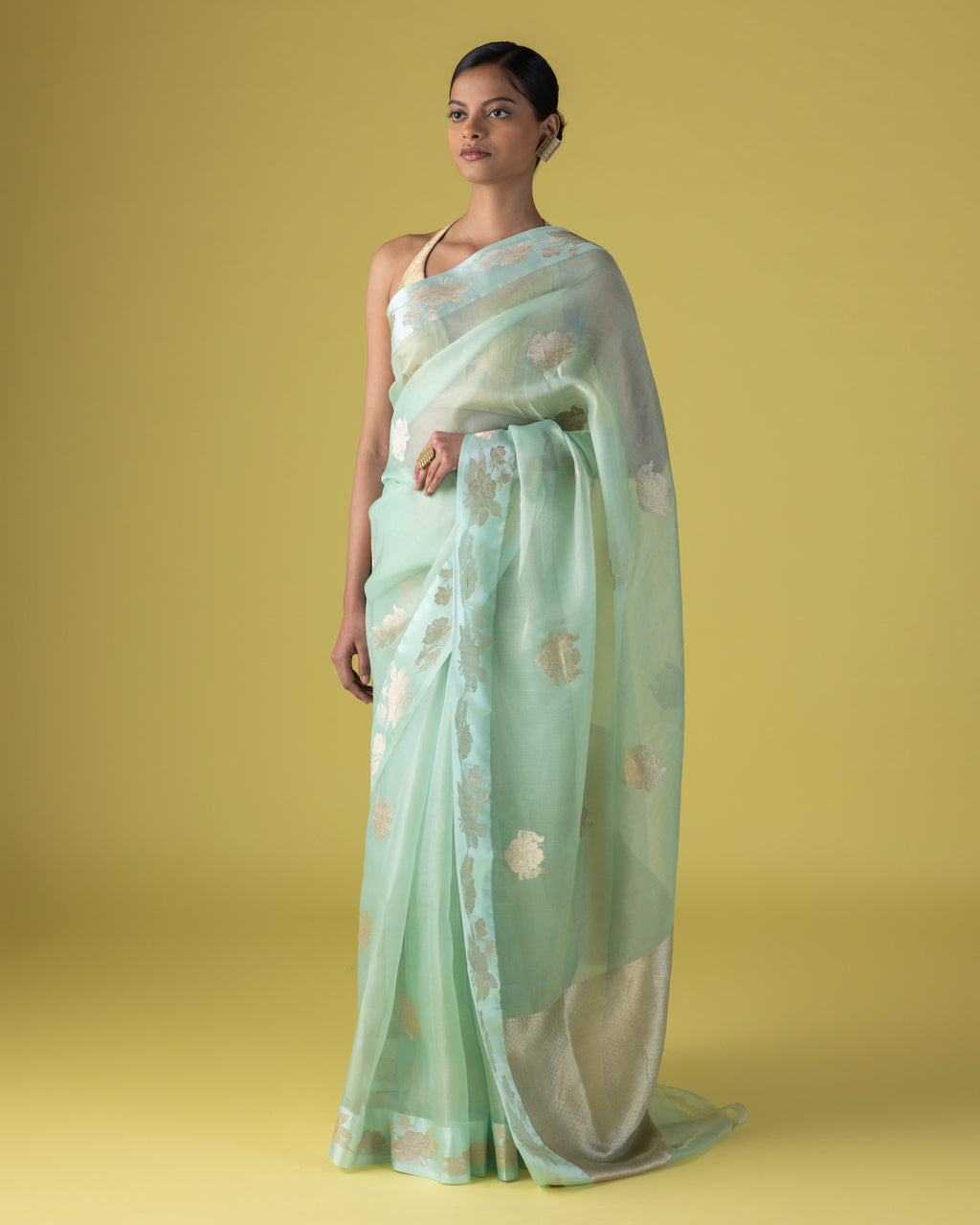 Aqua Satin-Edged Organza