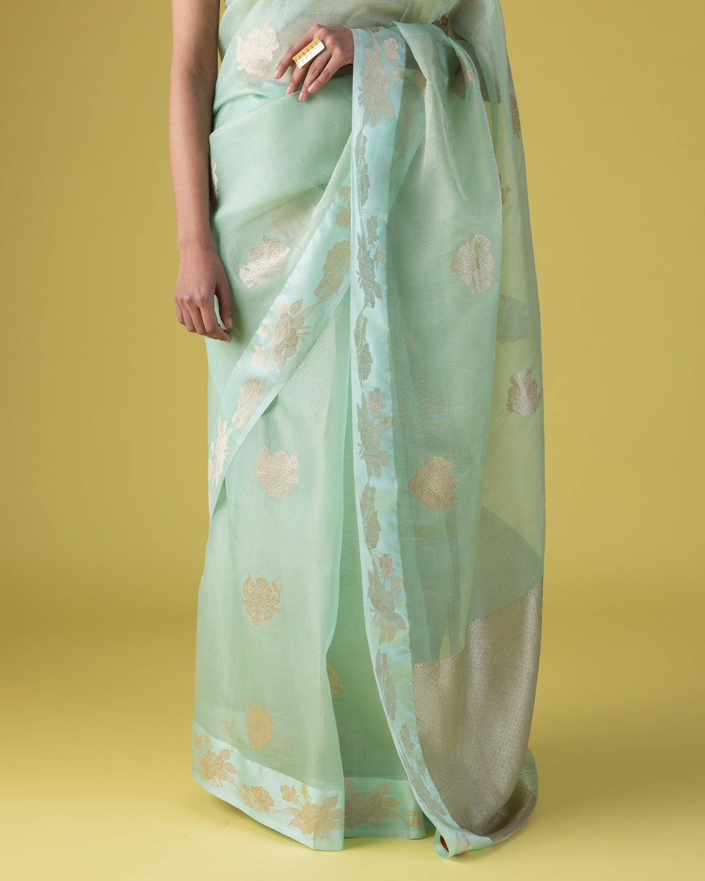 Aqua Satin-Edged Organza
