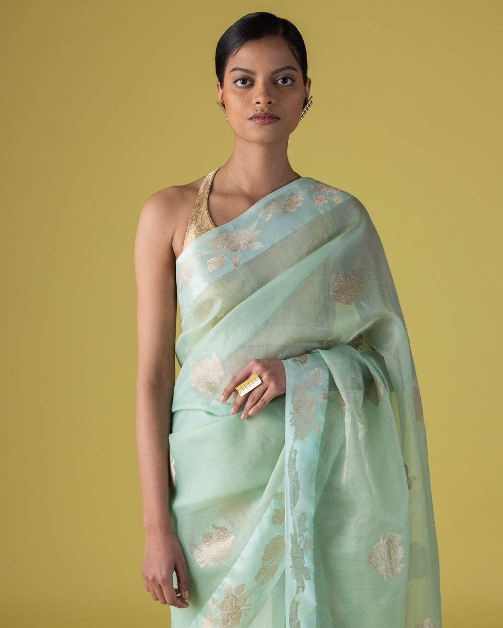 Aqua Satin-Edged Organza