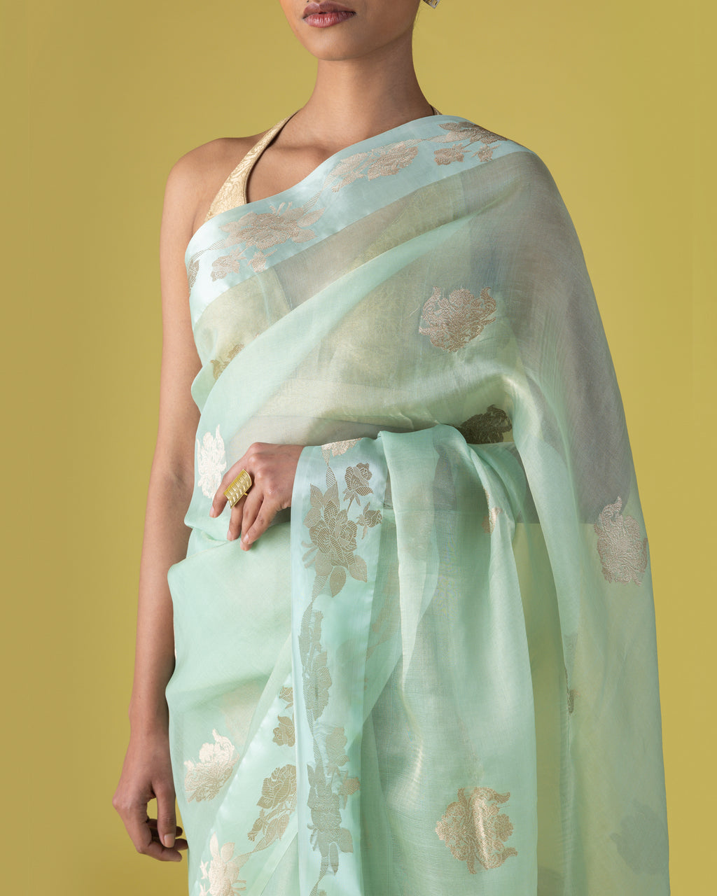 Aqua Satin-Edged Organza