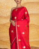 Lavani Golden Handwoven Buti Saree Satin