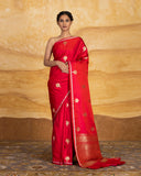 Lavani Golden Handwoven Buti Saree Satin