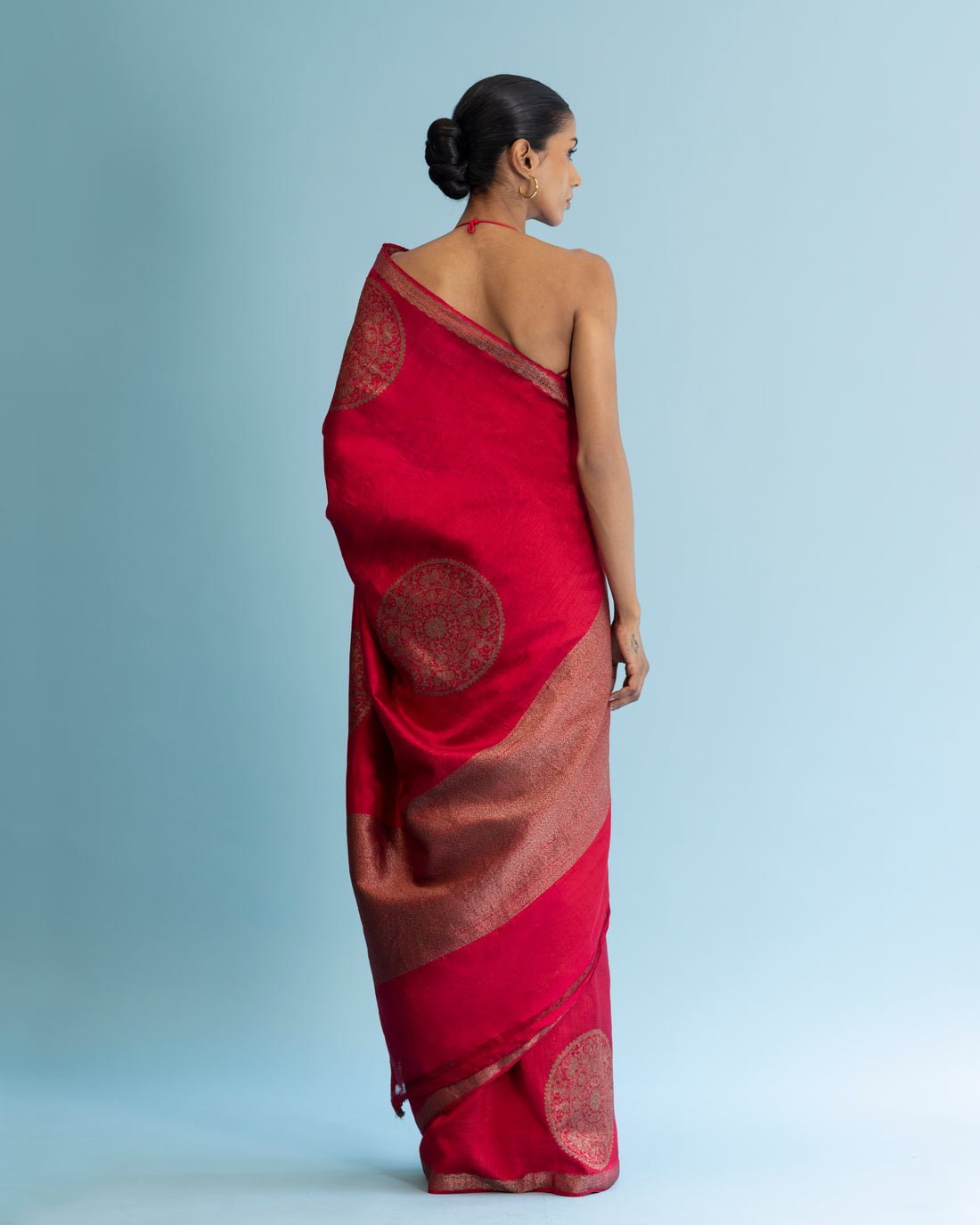 Cherry Red Raw Silk Saree