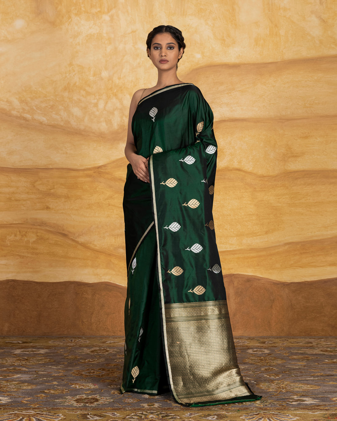Lavani Gold Silver Buti Saree Satin