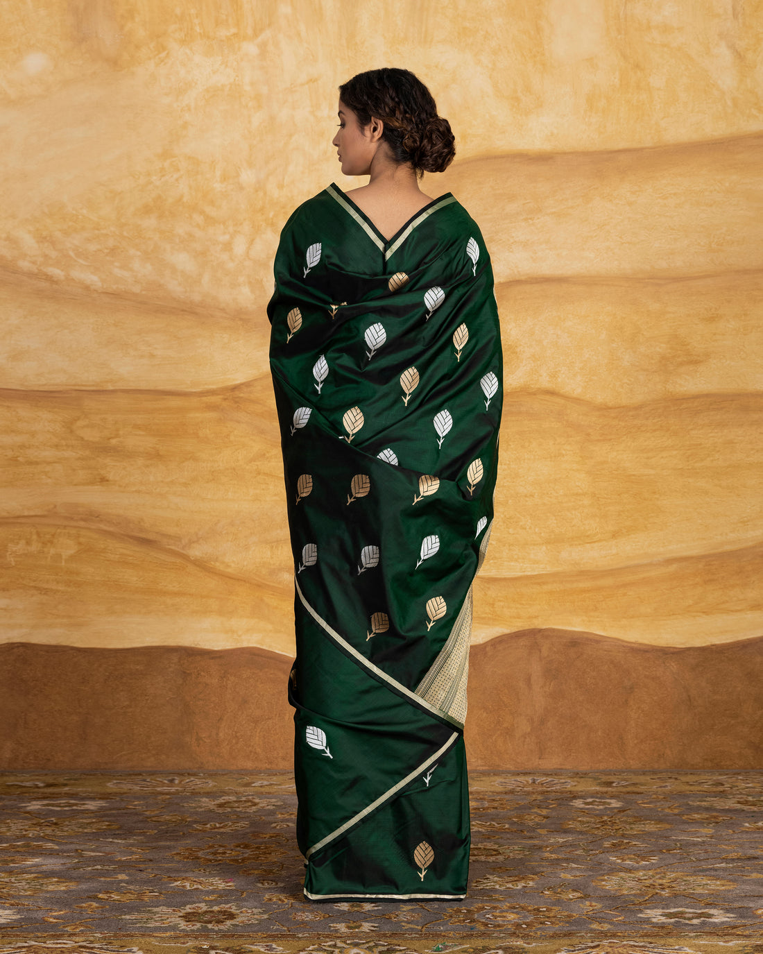 Lavani Gold Silver Buti Saree Satin