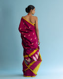 Rani Pink Contrast Saree