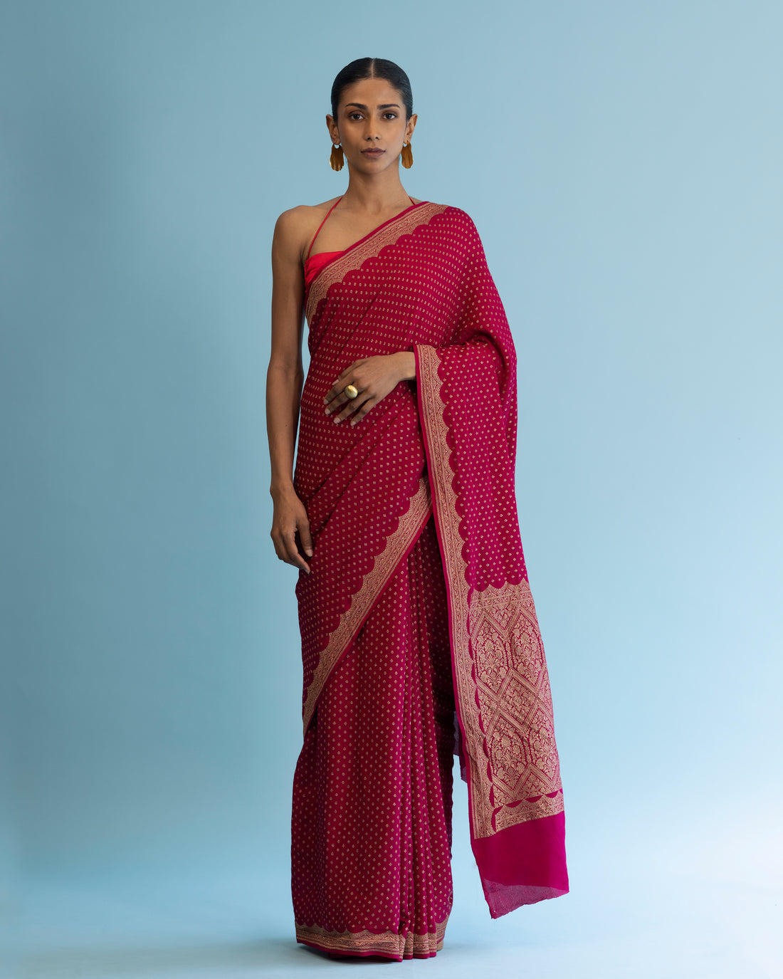 Rani Pink Crape Silk Saree