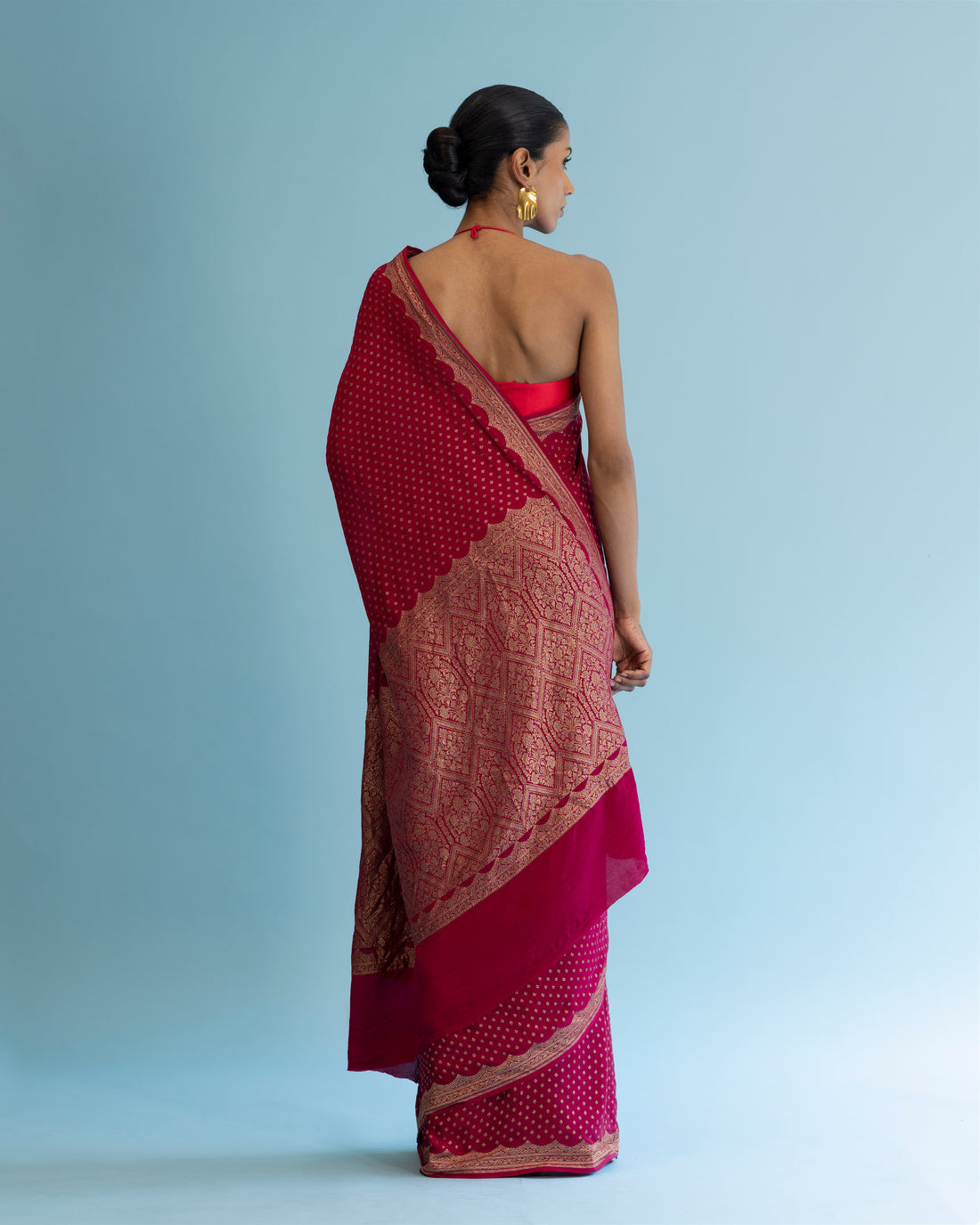 Rani Pink Crape Silk Saree
