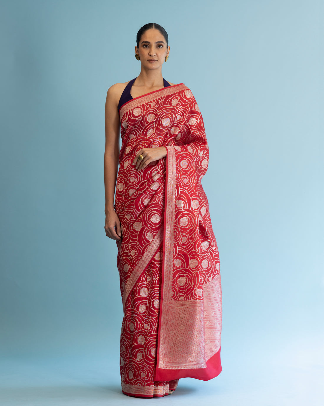 Red Swirl Saree