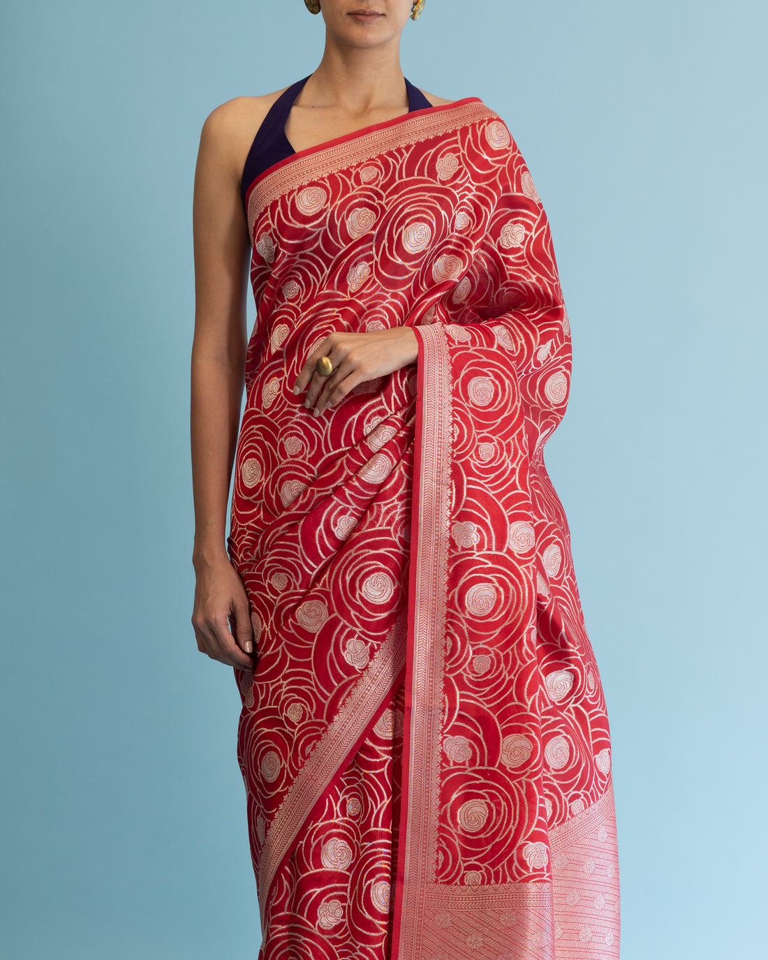 Red Swirl Saree
