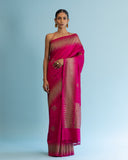 Rani Pink Raw Silk Saree