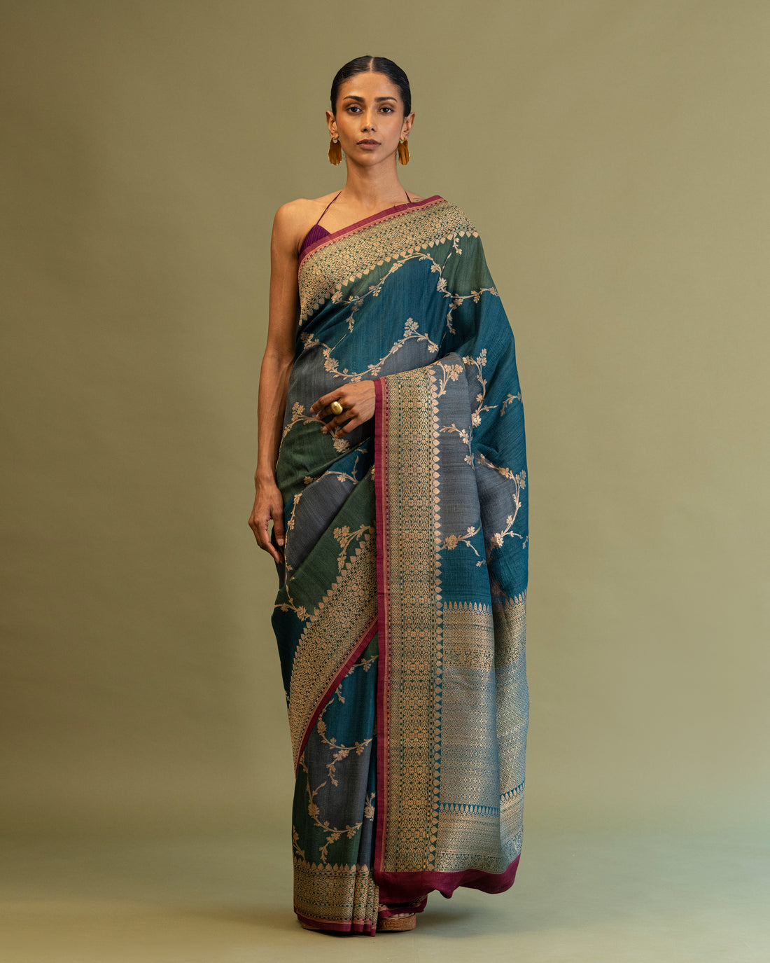Saree Pure Tusser-Georgette