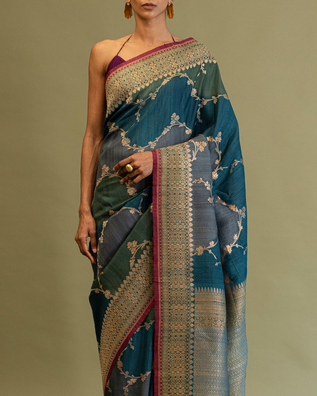 Saree Pure Tusser-Georgette