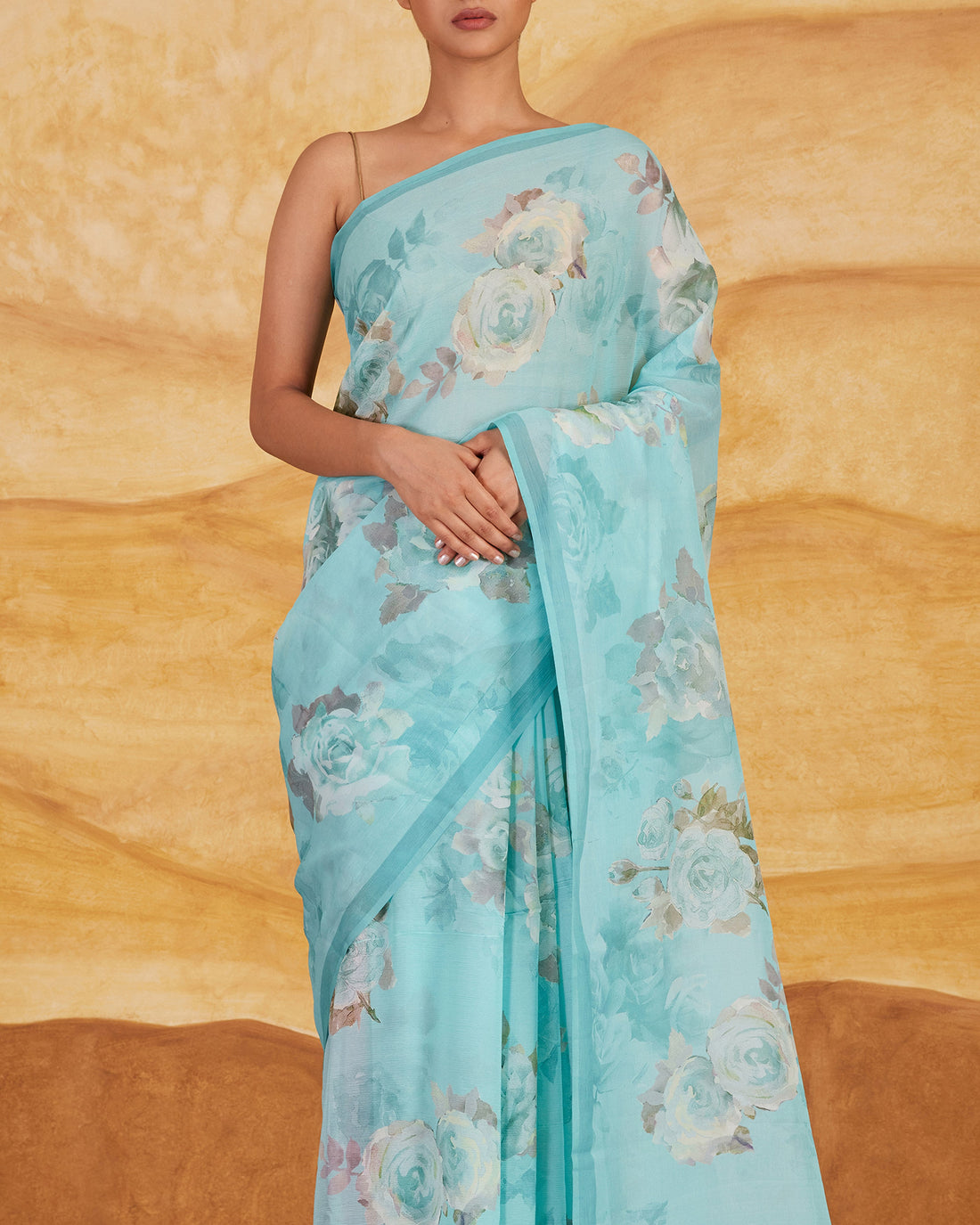 Blue Upala Printed Saree Chiffon